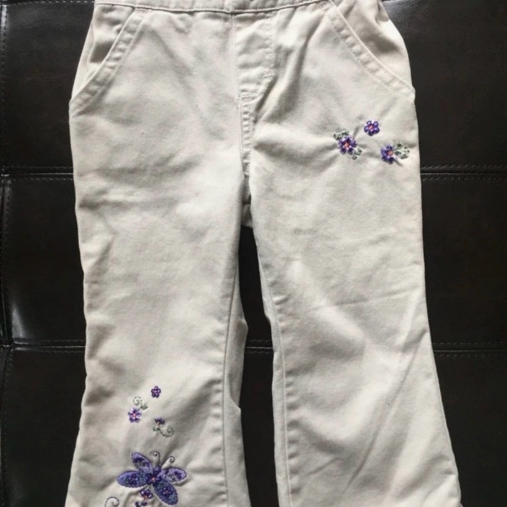 VINTAGE Lee Pull-on Pants with Floral & Butterfly Embroidery